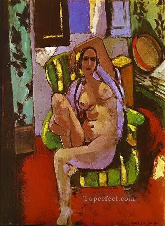 肘掛け椅子に座るヌード 抽象的フォービズム アンリ・マティス油絵